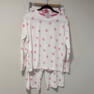 P.J. Salvage White Pajama Set with Pink Lips
